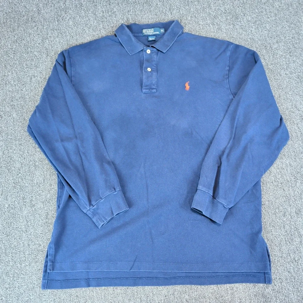 Polo Ralph Lauren Classic Long Sleeve Polo Shirt Mens XL Blue 100% Cotton Pique